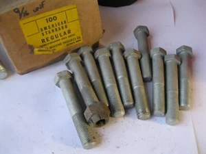 2 x Vintage 9/16" UNF x 3-1/4" Long Hex Head HT Bolts c/w Lock Nuts - TWL - Picture 1 of 4