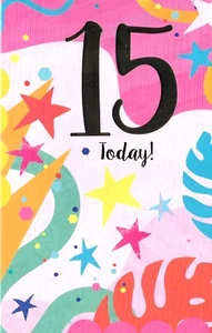 15th BIRTHDAY CARD - AGE 15 - PINK - Picture 1 of 3