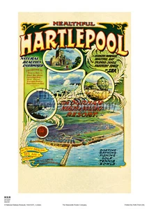 HARTLEPOOL HEALTHFUL   VINTAGE RAILWAY TRAVEL  ADVERT RETRO HOLIDAY POSTER  - Picture 1 of 1