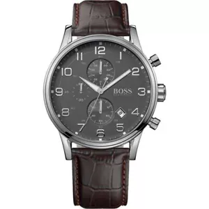 Hugo Boss Hombre Jet Cronógrafo Reloj Correa Cuero HB 1512570 - Imagen 1 de 2