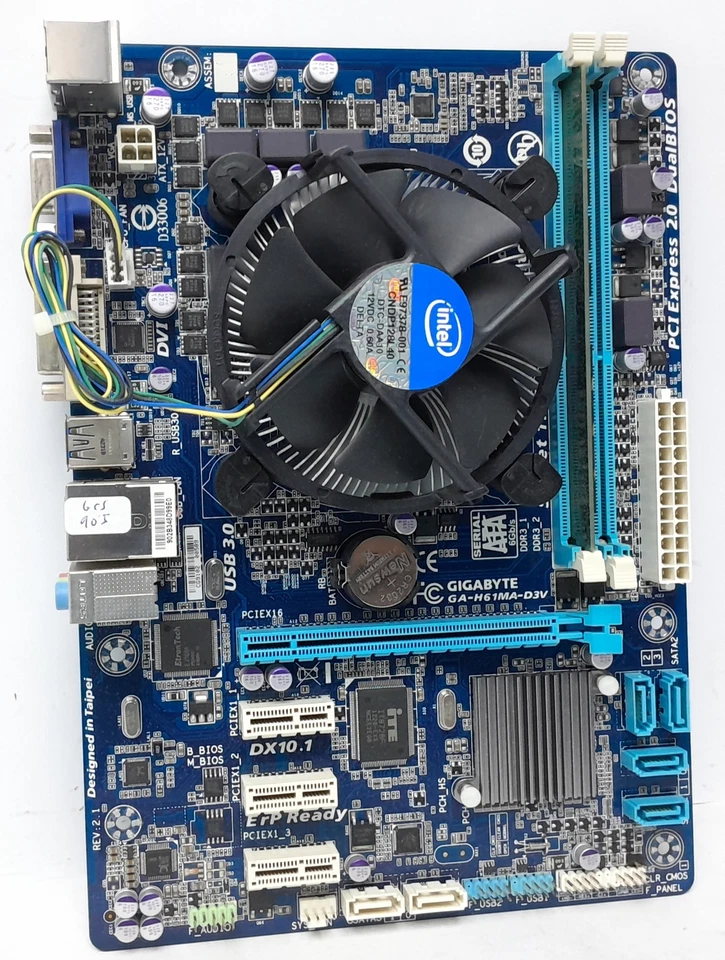 Gigabyte Mainboard Intel i5-2500K mit I/O Shield GA-H61MA-D3V LGA1155 DDR3... - Bild 1 von 4