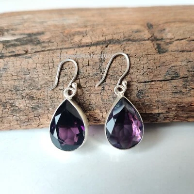 Natural Amethyst Gemstone Earring 925 Sterling Silver Designer Earring PG6027 - Image 1 of 4