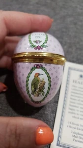 English Enamel Trinket Box Egg-Shape EASTER 1991 Halcyon Days Bilston w/stand - Picture 1 of 8