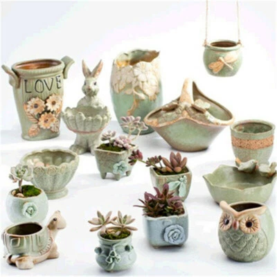 Pflanztöpfe Schildkröte Schnecke Igel Elefant Keramik Sukkulente Übertopf - Bild 1 von 4