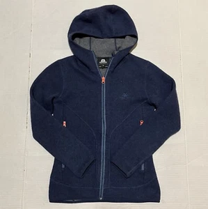 MOUNTAIN EQUIPMENT Jacket Womens XS Navy Wool Blend Full Zip Hooded Chamonix - Picture 1 of 7