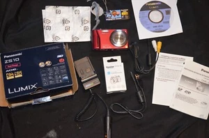Panasonic Lumix ZS10 Camera Red in box w/ Charger Battery & CD 16x Zoom - Picture 1 of 10