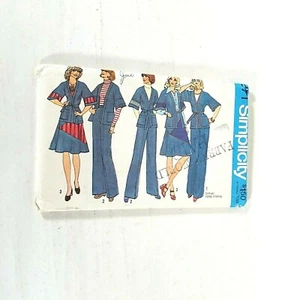 UNCUT 1975 SIMPLICITY Pattern #7271 Size 10 Miss Denim Wrap Jacket Skirt Pants - Picture 1 of 7