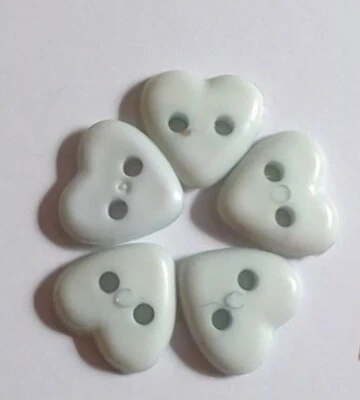 5 Vintage Button Blue Heart 2 Hole Novelty Sewing Crafts - Image 1 of 2
