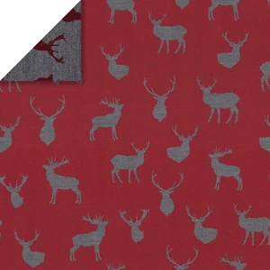 Stoff Meterware Hirsch Rot Jacquard Decke Plaid Kissen Deko Tischdecke Vorhang - Bild 1 von 1