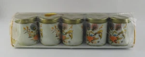 Vintage 1970s Nevco Tin Kitchen Canister Spice Set w/Rack New Sealed Floral - Picture 1 of 6
