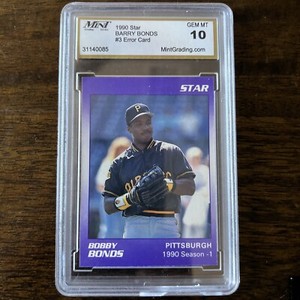 Barry Bonds GRADED 10 GEM MINT 1990 Star #3 Baseball Card Pirates