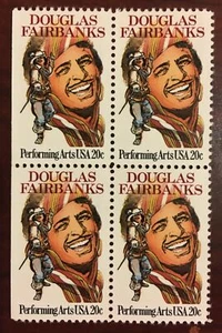 US Stamps Scott 2088 Block Of 4 Douglas Fairbanks MNH O/G 1984 - Picture 1 of 1