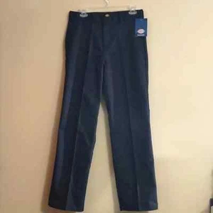 New Dickies Navy boys flat front classic fit straight leg pants 16 husky - Picture 1 of 8