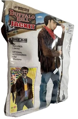 Buffalo Bill Vaquero Pionero Western Marrón Chaqueta Disfraz Adulto Hombre Nuevo de Lote Antiguo Grande Foto 1 de 4