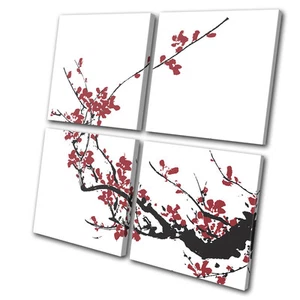 Floral Stencil Nature MULTI CANVAS WALL ART Picture Print VA - Picture 1 of 1