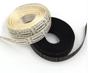 4,5 m Handmade Stoff Etiketten Label Rolle Nähen Einnäher Basteln beige schwarz - Bild 1 von 4