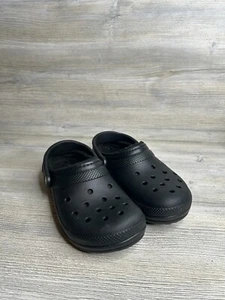 Crocs Dual Comfort Lined Fleece Clogs Black Slippers Shoes Size W 9 M 7 EUC - Picture 1 of 6