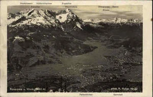 Wank Ansichtskarte 1929 gelaufen Panorama mit Garmisch Patenkirchen und Alpen - Bild 1 von 1