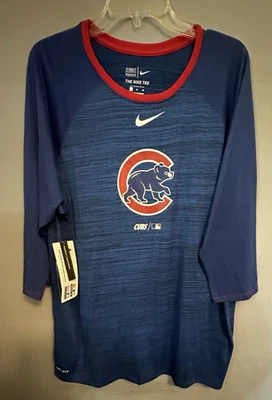 NWT Nike Dri Fit XLarge Mens Chicago Cubs 3/4 Sleeve Pullover MLB - Image 1 of 4
