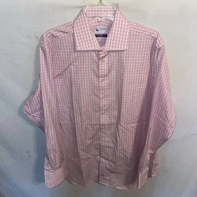 Chester Barrie Mens Dress Shirt Size Large Pink Gingham Business Formal - Image 1 of 4