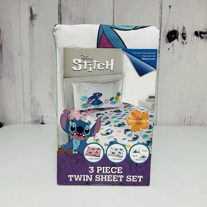 Disney Stitch Twin 3 Piece Sheet Set Flat + Fitted Sheet + 1 Pillowcase - Picture 1 of 3