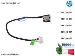 Connettore DC Power Jack PJ969 HP Pavilion 15S-EQ 17-Y 15S-FQ 17-X 15-AB 15-BS 1 - Afbeelding 1 van 1