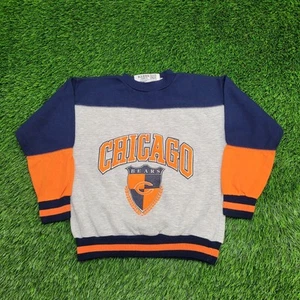 Vintage 90s Chicago Bears Ringer Sweatshirt Teens M/L 17x19 - Picture 1 of 14