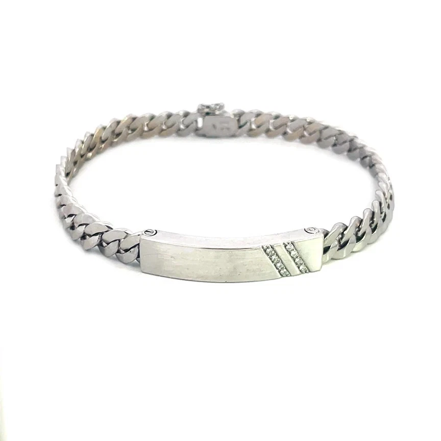 Brazalete Damiani Diamante Oro 18k Blanco Barra Curvada Bordillo Eslabón Cadena Banda Foto 1 de 4