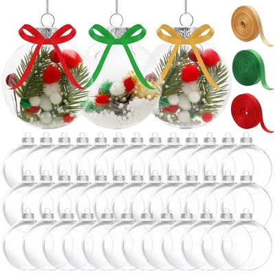 40 Clear Christmas Ornaments - 3.15" Fillable Plastic Balls for Home, Wedding... - Image 1 of 4