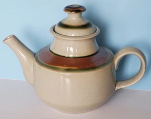 CHIPPED Vintage IRON MOUNTAIN Stoneware Whispering Pines TEAPOT with Lid  7" - Picture 1 of 6