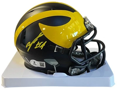 ANDREW MARSH SIGNED MICHIGAN WOLVERINES MINI HELMET BECKETT WITNESS COA - Image 1 of 2