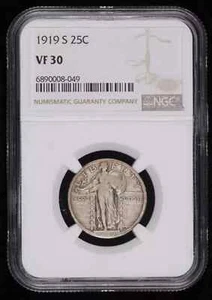 1919 S Quarter Dollars Standing Liberty Quarter NGC VF-30 - Picture 1 of 4