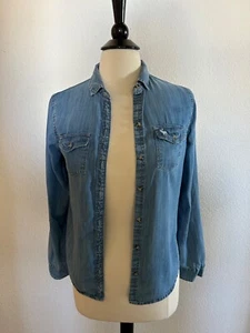 Abercrombie and Fitch blue denim button down shirt XL Kids or XS Women's - Picture 1 of 10
