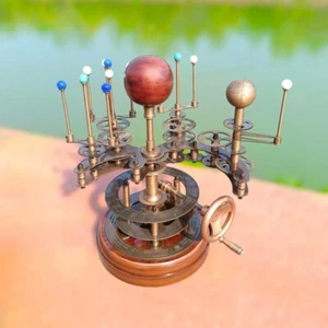Vintage Orrery Solar System Model Brass Wood Luxury Home Decor Gift Astronomy - Picture 1 of 10