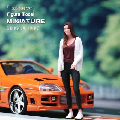 Painted Resin 1/18 Casual Girl Doll Figure Diorama Miniature For Car Toys - Image 1 of 3