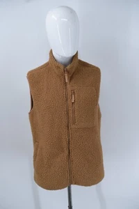 GAP Sherpa Teddy Bear Fleece Camel Zip Front Vest Mens Small (42-44) - Picture 1 of 21
