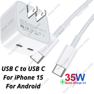 PD 35W Dual USB C Fast Charger Power Adapter For iPhone 15 Pro iPad Pro Android - Picture 1 of 10