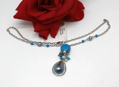 Collar Plata Esterlina Nuevo Con Etiquetas Cuarzo Varella Perla 18" RESCATE GATO Foto 1 de 2