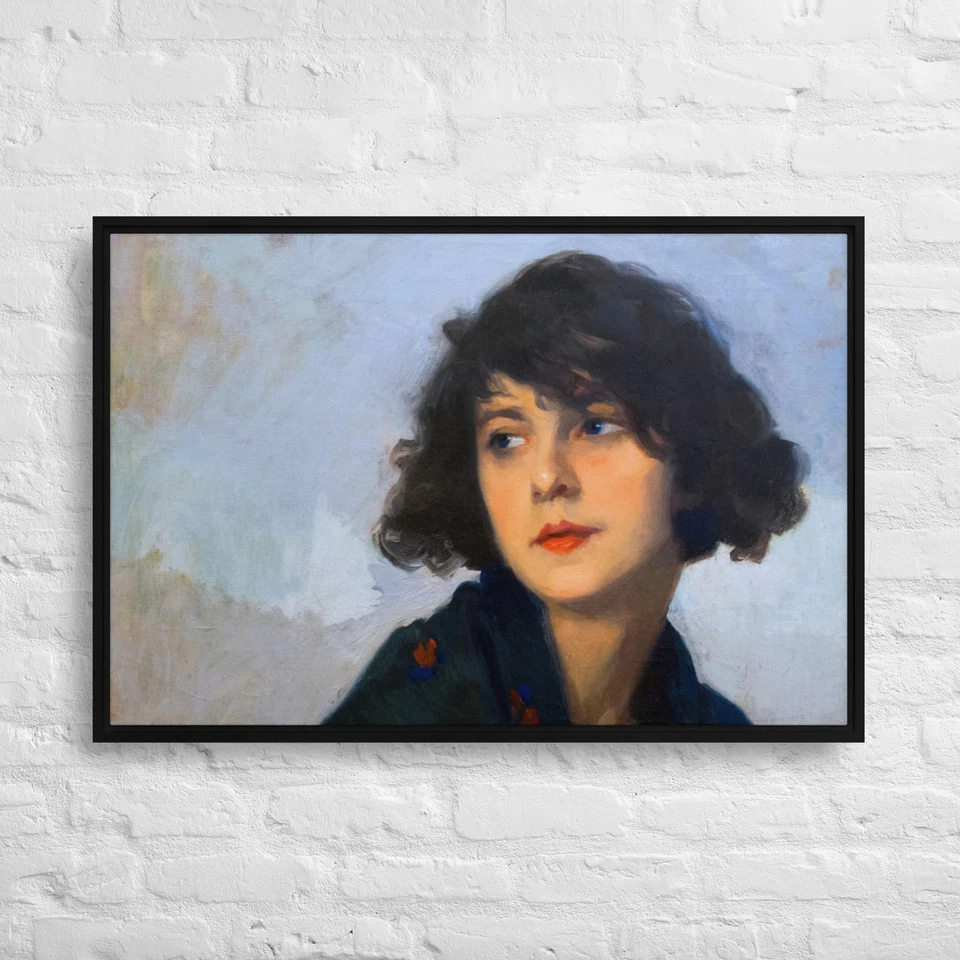 Impresión en lienzo mujer con chal verde de Cyprien Eugene Boulet 36x24 Foto 1 de 1