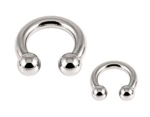 Large Stainless Steel Horseshoe Captive Bead Hoop Ring 3.2mm 8g Silver