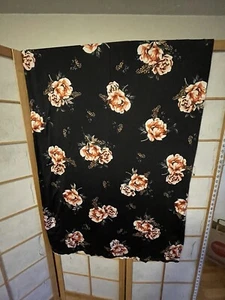 Brushed Poly Fabric 4-way Stretch Pink Flowers on Black Background 60"x3 yards - Picture 1 of 7