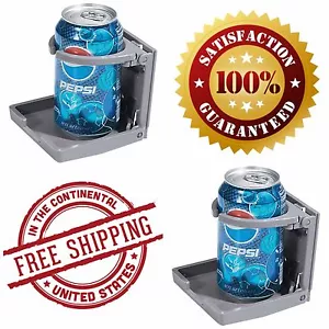 2 GRAY AUTO CAR SUV TRUCK VAN BOAT UTV SUV FOLDING ADJUSTABLE CUP DRINK HOLDER 2 - Bild 1 von 2