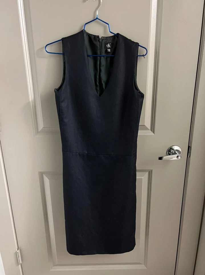 Vestido formal minimalista negro seda vintage de la colección Calvin Klein años 90 talla 2/38 Foto 1 de 2