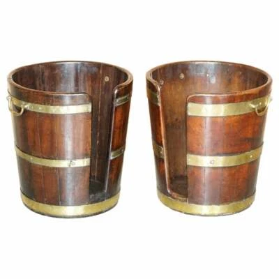 LARGE PAIR OF GEORGE III 1760 PLATE OR PEAT MILITARY CAMPAIGN BUCKETS GEORGIAN - Image 1 of 4