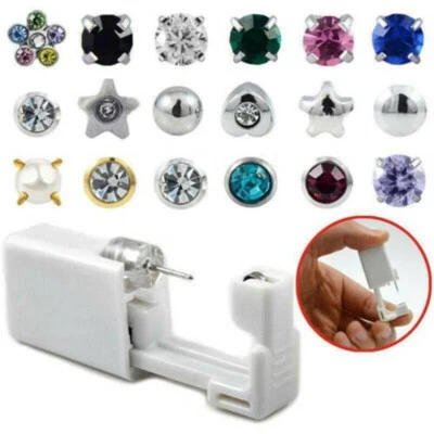 Disposable Sealed Nose Piercing Gun Tool Kit With 316L Stud Bone With Gem AU - Image 1 of 4