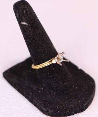 Montaje solitario de diseñador de lujo JF oro 18K y platino - 0,20 CTW - EE. UU. talla 6 Foto 1 de 4