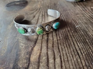 NAVAJO Old Pawn TÜRKIS Sterlingsilber Armreif ARMBAND Vintage LESEN 6" + 1,5" - Bild 1 von 9