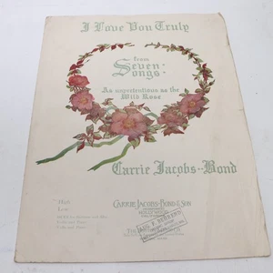 I Love You Truly fr Seven Songs Piano Voice Sheet Music 1904 Carrie Jacobs-Bond - Picture 1 of 7