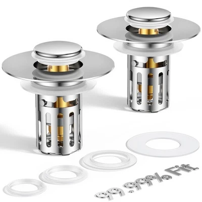 Tapón de fregadero universal de 2 piezas núcleo de latón totalmente metálico con filtro SS extraíble 1,1"-2,36 Foto 1 de 2