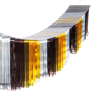Fun Express Metallic Black, Silver and Gold Foil Ceiling Decoration, 12 Ft - Picture 1 of 1